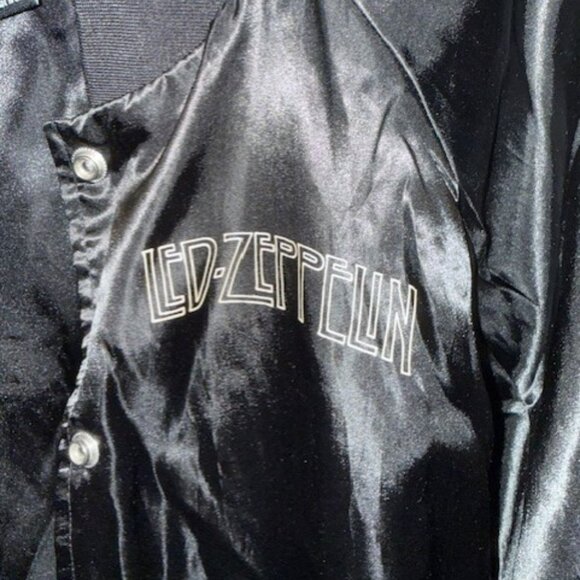 Retro Led Zeppelin Rare Limited Edition Black Satin Bomber / Varsity Tour Jacket - Picture 8 of 16